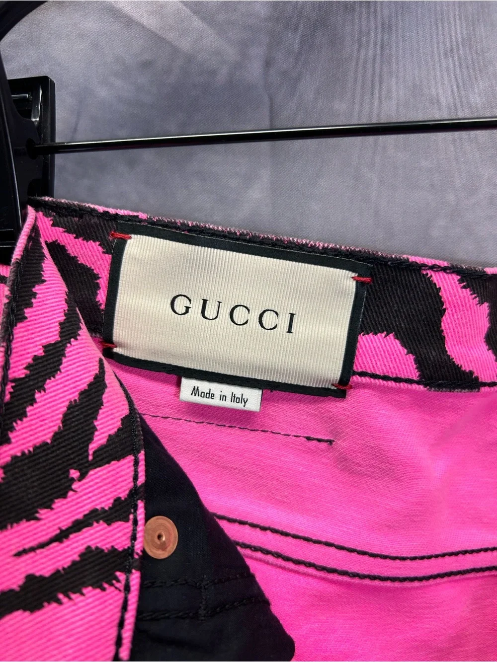 Gucci Pink and Black Zebra Skinny Jeans